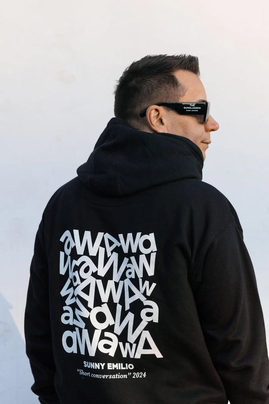 Short Conversation Hoodie Men (White Letters)