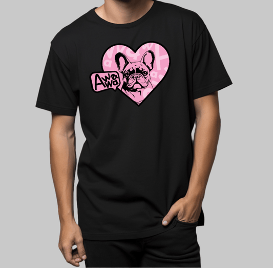 Frenchie Pink Heart T-Shirt Men