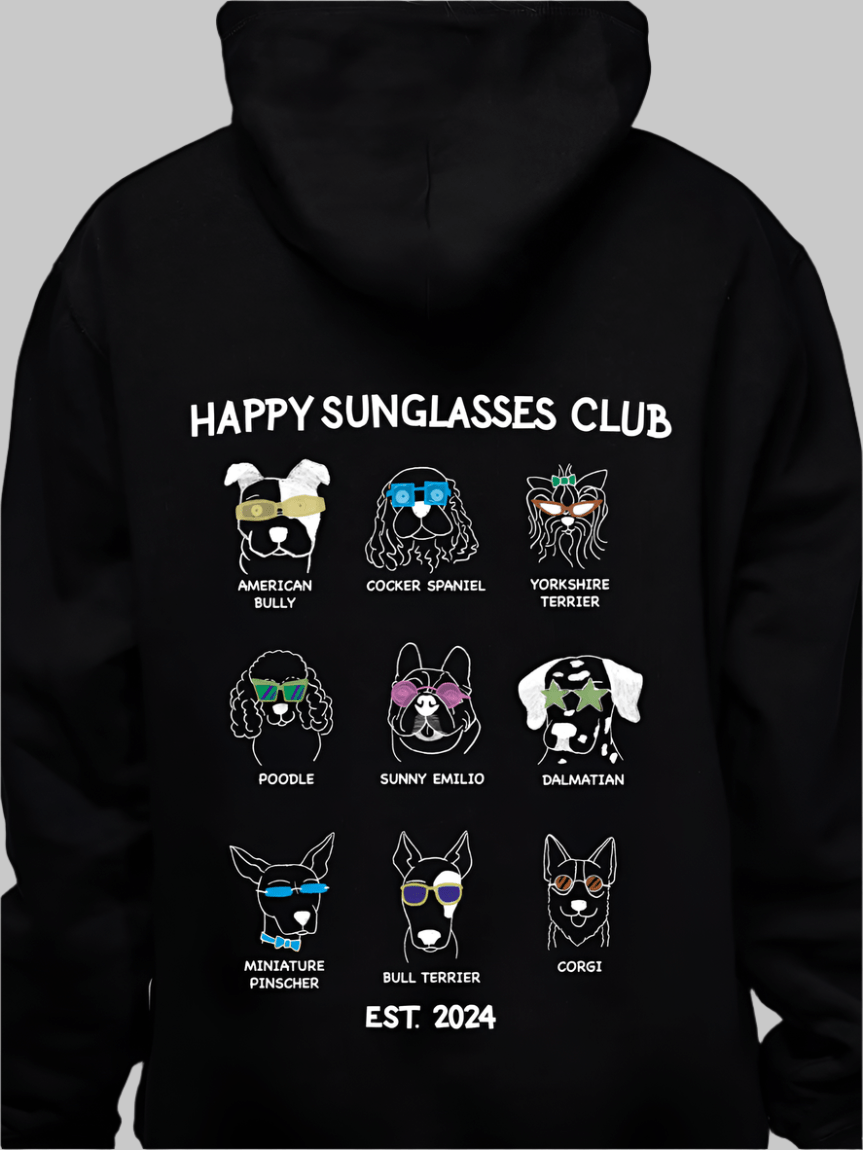 Happy  Sunglasses Club Hoodie Men