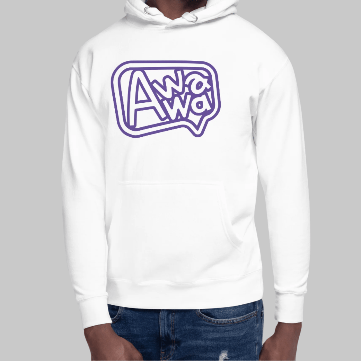 Short Conversation Hoodie Men (Purple Letters)